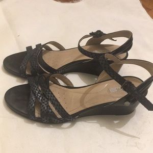 Geox Strappy Black Wedge Sandal